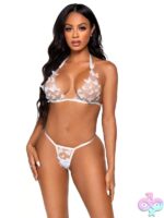 2 Piece Sheer Butterfly Applique Bra Top and G String Panty