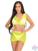 2 Piece Crochet Net Crop Top and Mini Skirt