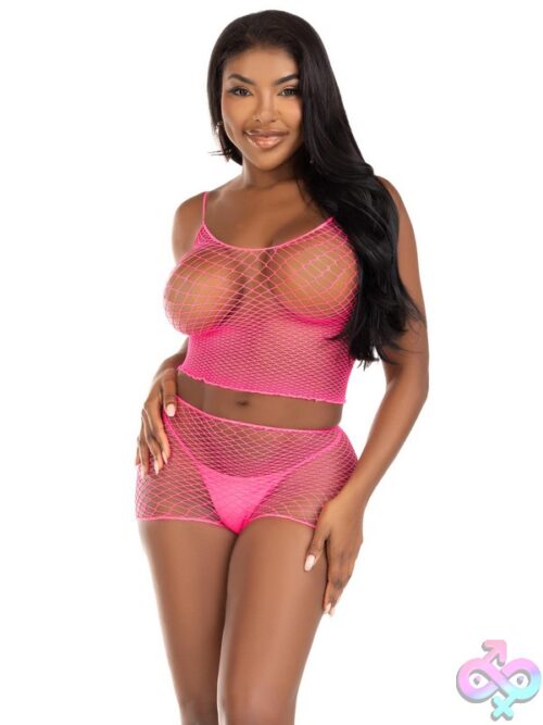 2 Piece Twist Net Tank Top And Boy Shorts