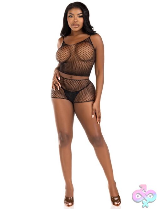2 Piece Twist Net Tank Top And Boy Shorts