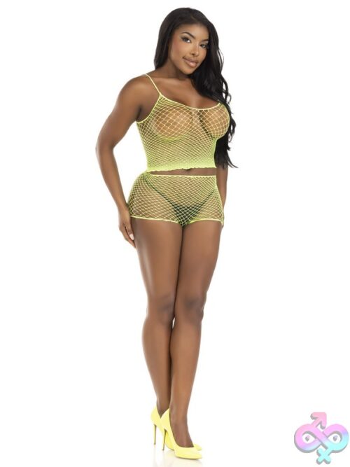 2 Piece Twist Net Tank Top And Boy Shorts