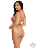 2 Piece Ombre Rainbow Twist Net Tank Top and Boy Shorts