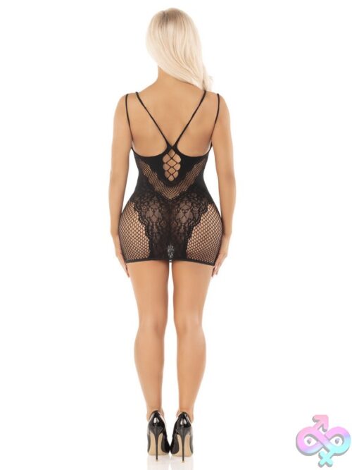 Lace And Net Mini Dress Dual Strap Detail