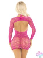 2 Piece Heart Net Keyhole Halter Mini Dress and Shrug