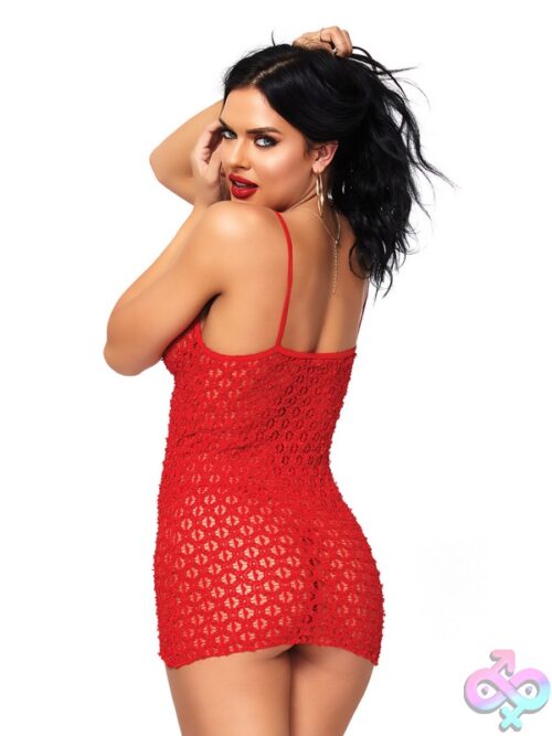 2 Piece Lace Mini Dress Lace Up Front And G String Panty