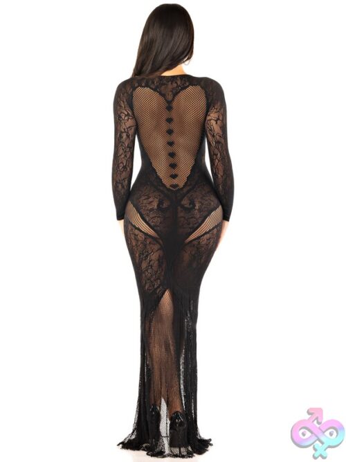 Lace And Net Body Con Gown Heart Keyhole Detail