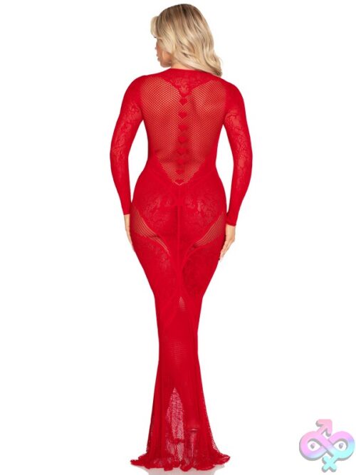 Lace And Net Body Con Gown Heart Keyhole Detail