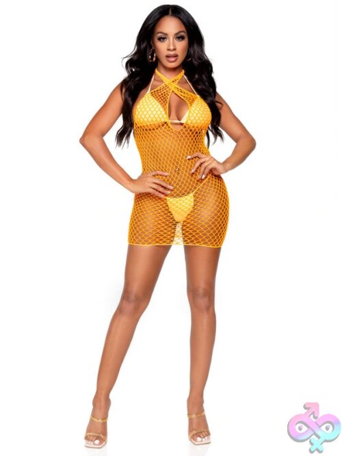 Woven Net Twist Halter Mini Dress