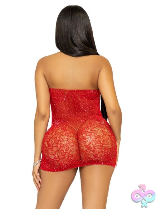 Rhinestone Lace And Net Halter Mini Dress