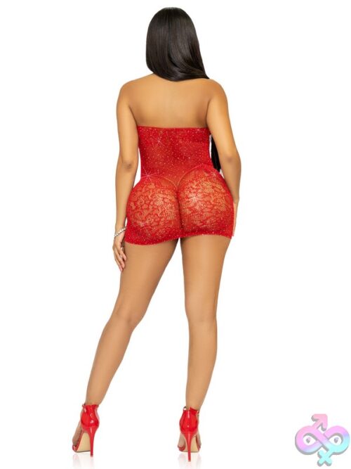 Rhinestone Lace And Net Halter Mini Dress