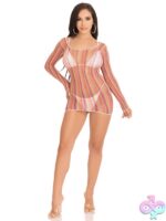 Zigzag Rainbow Net Long Sleeved Mini Dress
