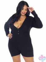 Plus Size Brushed Rib Romper Long Johns Cheeky Snap Closure Back Flap