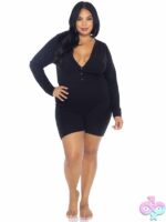 Plus Size Brushed Rib Romper Long Johns Cheeky Snap Closure Back Flap