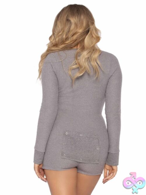 Brushed Rib Romper Long Johns Cheeky Snap Closure Back Flap