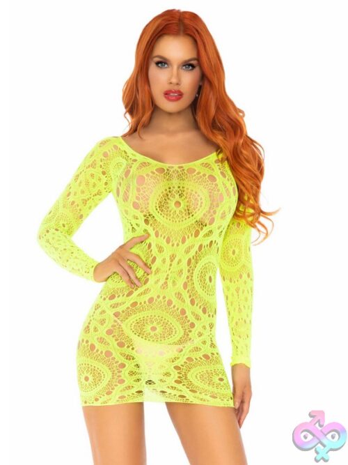 Crochet Lace Long Sleeved Mini Dress