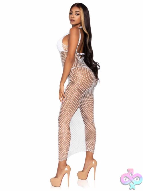 Woven Twist Net Backless Maxi Dress