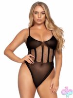 2 Piece Net and Opaque Bodysuit and Skirt