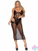 2 Piece Net and Opaque Bodysuit and Skirt