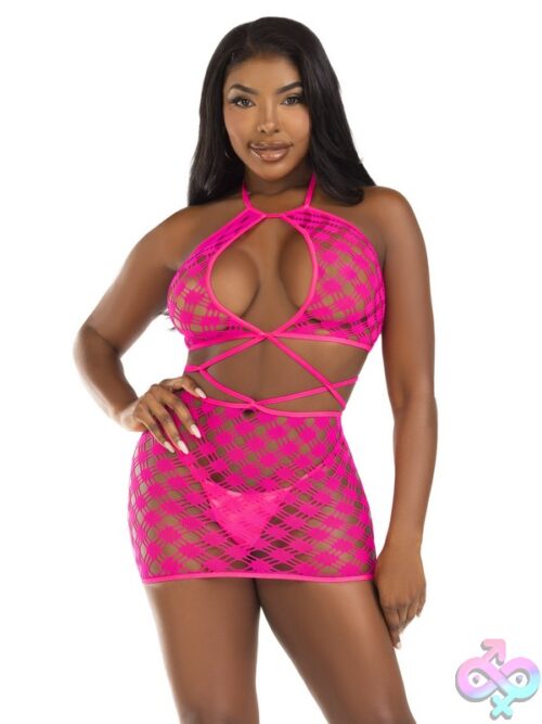 Keyhole Halter Hardcore Net Mini Dress