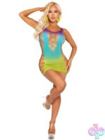 Seamless Ombre Faux Lace Up Mini Dress