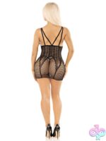 2 Piece Heart Net Mini Dress Faux Garter Detail and G String