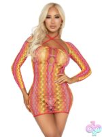 2 Piece Zig Zag Net Twist Halter Mini Dress Keyhole Detail and Shrug