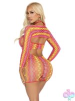 2 Piece Zig Zag Net Twist Halter Mini Dress Keyhole Detail and Shrug