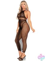 Halter Dual Net Backless Dress Cut Out Detail