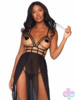 Cage Strap Open Bodice Maxi Dress and G String Panty by Leg Avenue — sultry 2-piece lingerie set