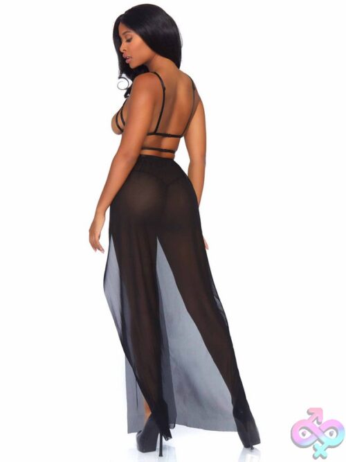 2 Piece Cage Strap Open Bodice Maxi Dress And G String Panty