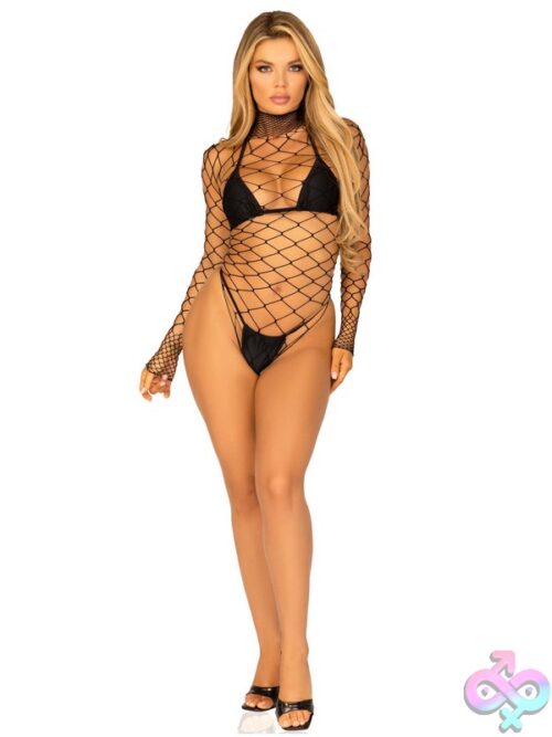 Fence Net Snap Crotch Long Sleeved Bodysuit