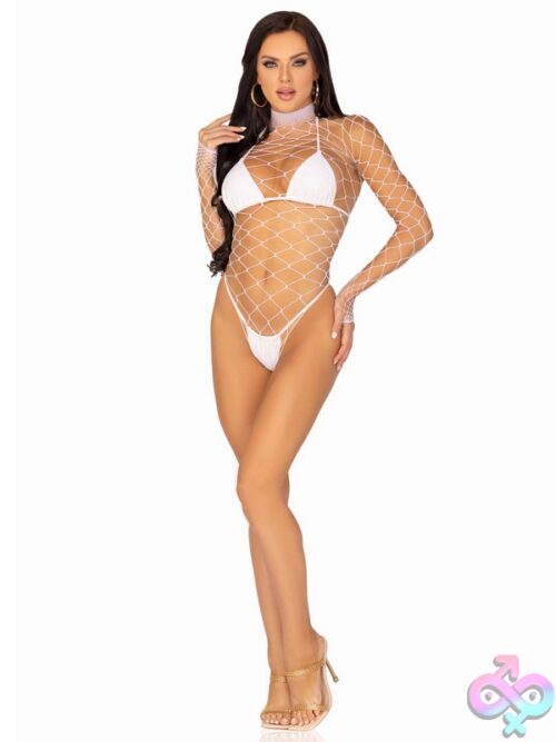 Fence Net Snap Crotch Long Sleeved Bodysuit