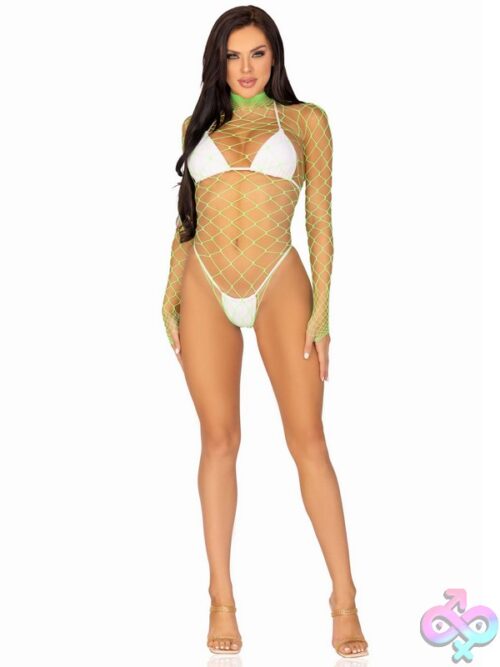 Fence Net Snap Crotch Long Sleeved Bodysuit