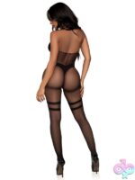 Halter Opaque and Sheer Crotchless Lingerie Jumpsuit