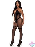 Halter Opaque and Sheer Crotchless Lingerie Jumpsuit