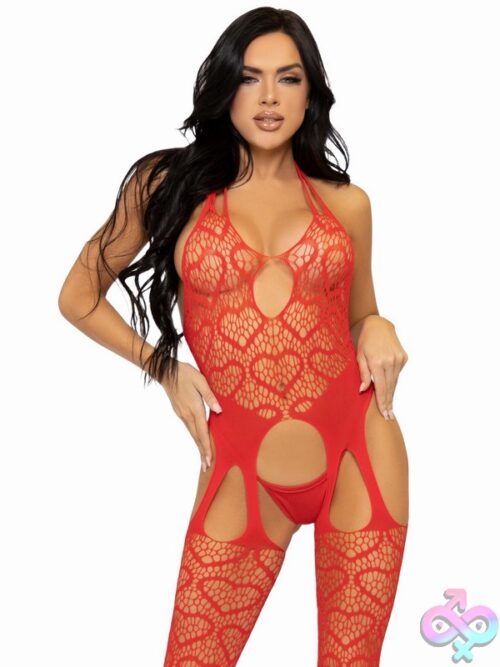 Heart Net Suspender Lingerie Jumpsuit