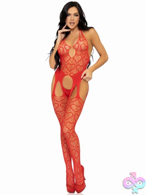 Heart Net Suspender Lingerie Jumpsuit