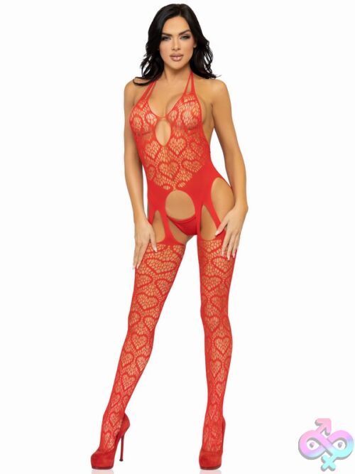 Heart Net Suspender Lingerie Jumpsuit