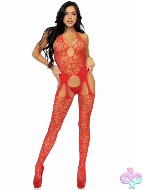 Heart Net Suspender Lingerie Jumpsuit