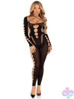 Seamless Opaque Cut Out Footless Lingerie Jumpsuit