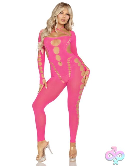 Seamless Opaque Cut Out Footless Lingerie Jumpsuit