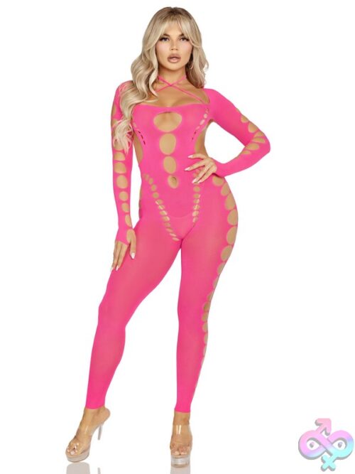 Seamless Opaque Cut Out Footless Lingerie Jumpsuit