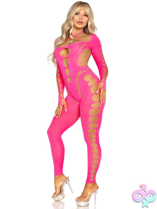 Seamless Opaque Cut Out Footless Lingerie Jumpsuit