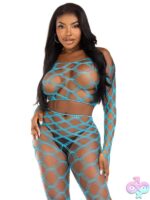 2 Piece Hardcore Net Crop Top and Footless Tights