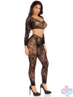 2 Piece Seamless Chantilly Lace Crop Top and Footless Tights