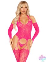 Loop Stockings 2 Piece Lace Halter Footless Cami Garter with Arm Warmers by Leg Avenue