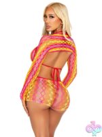 3 Piece Zig Zag Net Bikini Top Boyshorts and Shrug