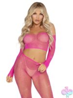 Rhinestone Fishnet Crop Top and Footless Tights