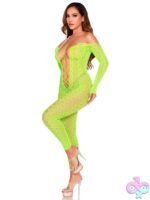 Python Net Crotchless Footless Lingerie Jumpsuit Faux Lace Up Detail