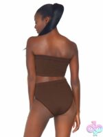 2 Piece Seamless Opaque Microfiber Ribbed Bandeau Top and High Waist Briefs